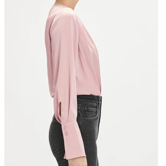 NWT Favorite Daughter The Date Blouse Satin Bodysuit Pink Whimsical Rose - Picture 4 of 7